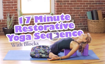 17 minute restorative yoga sequence with blocks