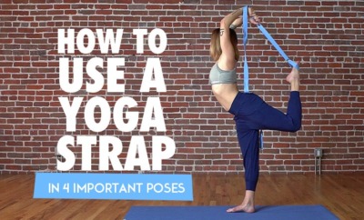 how to use a yoga strap tutorial 4 poses featured