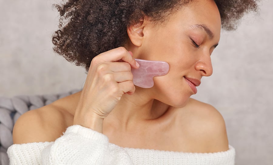 Gua sha isn't just for the face! Use our Vitality Qi White Jade